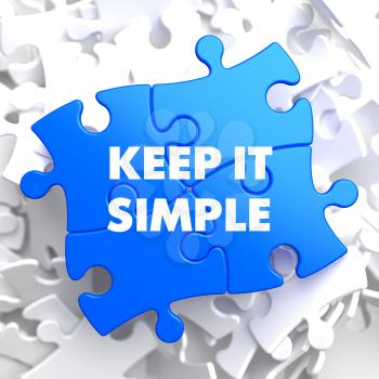 Keep It Simple on Blue Puzzle on White Background.