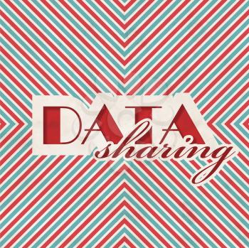 Data Sharing Concept on Red and Blue Striped Background. Vintage Concept in Flat Design.