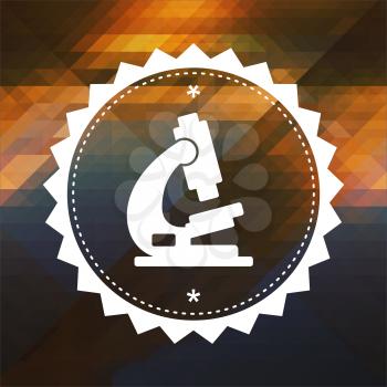 Microscope Icon. Retro label design. Hipster background made of triangles, color flow effect.