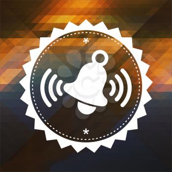Ringing Bell Icon. Retro label design. Hipster background made of triangles, color flow effect.