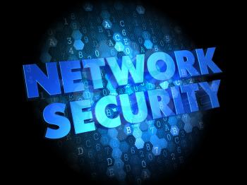 Network Security - Text in Blue Color on Dark Digital Background.