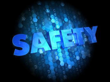 Safety - Text in Blue Color on Dark Digital Background.