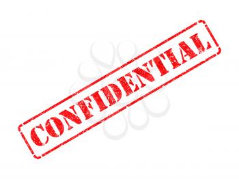 Confidential - Inscription on Red Rubber Stamp Isolated on White.