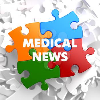 Medical News on Multicolor Puzzle on White Background.