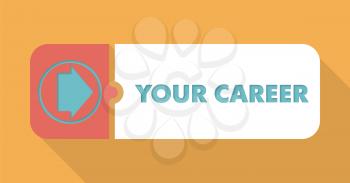 Your Career Button in Flat Design with Long Shadows on Orange Background.