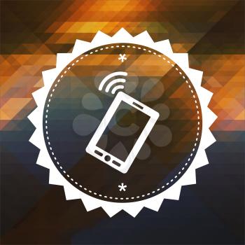 Smartphone Icon. Retro label design. Hipster background made of triangles, color flow effect.