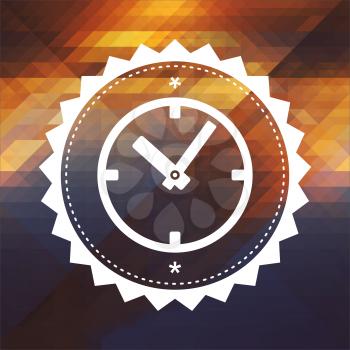 Time Concept - Icon of Clock Face. Retro label design. Hipster background made of triangles, color flow effect.