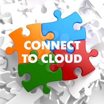 Connect to Cloud on Multicolor Puzzle on White Background.