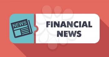Financial News Concept on Scarlet in Flat Design with Long Shadows.
