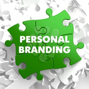 Personal Branding on Green Puzzle on White Background.