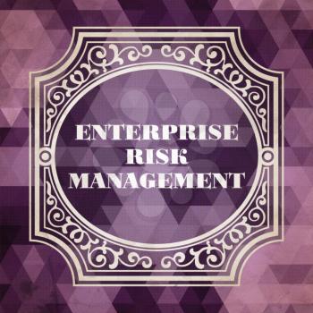 Enterprise Risk Management Concept. Vintage design. Purple Background made of Triangles.