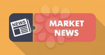 Market News Concept on Orange in Flat Design with Long Shadows.