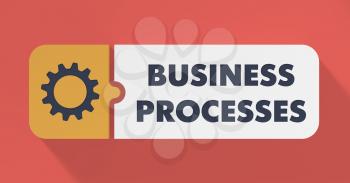 Business Processes Concept in Flat Design with Long Shadows.