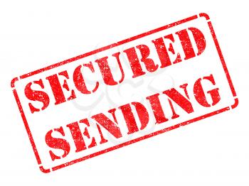 Secured Sending - Inscription on Red Rubber Stamp Isolated on White.