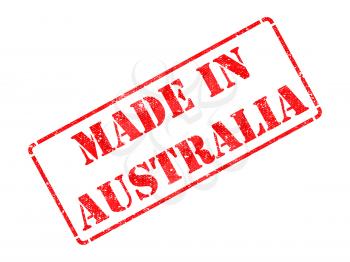 Made in Australia - inscription on Red Rubber Stamp Isolated on White.