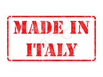 Made in Italy - inscription on Red Rubber Stamp Isolated on White.