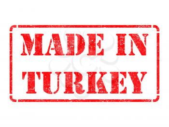 Made in Turkey - inscription on Red Rubber Stamp Isolated on White.
