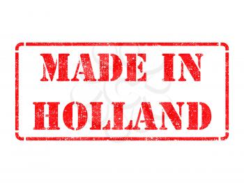 Made in Holland - inscription on Red Rubber Stamp Isolated on White.
