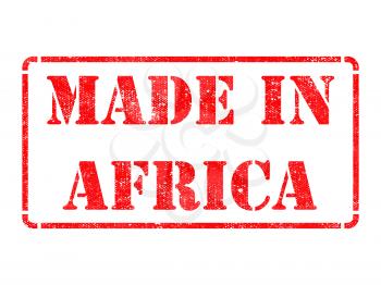 Made in Africa - inscription on Red Rubber Stamp Isolated on White.