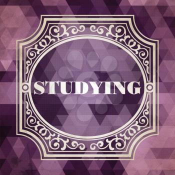 Studying Concept. Vintage design. Purple Background made of Triangles.