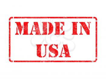 Made in USA - inscription on Red Rubber Stamp Isolated on White.