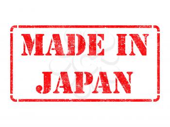 Made in Japan - inscription on Red Rubber Stamp Isolated on White.