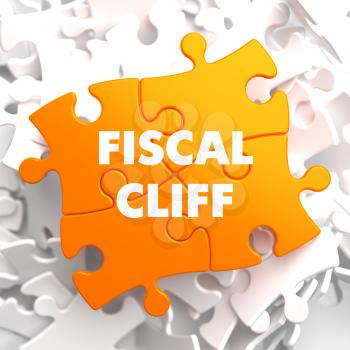 Fiscal Cliff on Orange Puzzle on White Background.