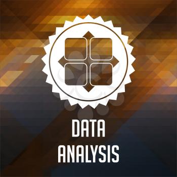 Data Analysis Concept. Retro label design. Hipster background made of triangles, color flow effect.