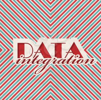 Data Integration Concept on Red and Blue Striped Background. Vintage Concept in Flat Design.