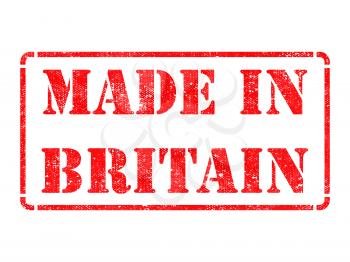 Made in Britain - inscription on Red Rubber Stamp Isolated on White.
