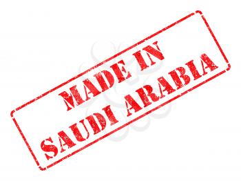 Made in Saudi Arabia - inscription on Red Rubber Stamp Isolated on White.