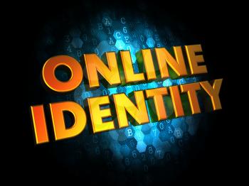 Online Identity  - Gold 3D Words on Digital Background.