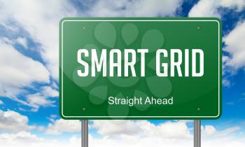 Highway Signpost with Smart Grid wording on Sky Background.