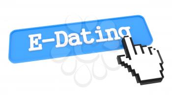 E-Dating Button with Hand Cursor. Business Concept.