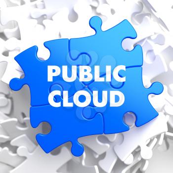Public Cloud on Blue Puzzle on White Background.
