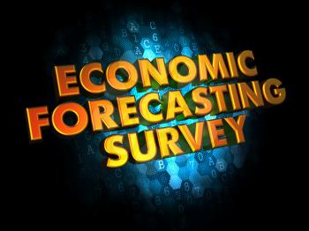 Economic Forecasting Survey - Golden Text on Dark Blue Digital Background.