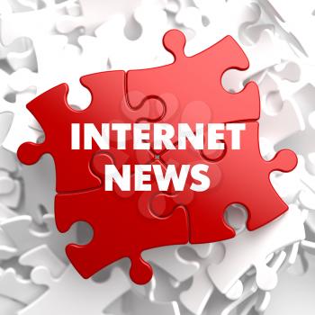 Internet News on Red Puzzle on White Background. Information Concept
