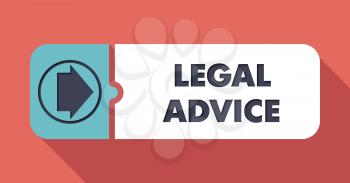 Legal Advice Button in Flat Design with Long Shadows on Scarlet Background.