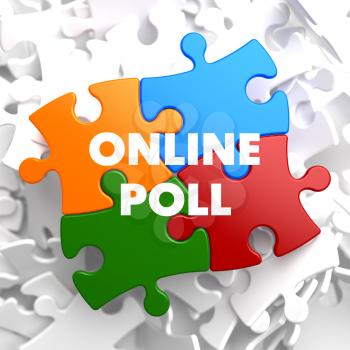 Online Poll on Multicolor Puzzle on White Background.