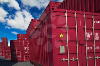 Cargo Containers on Sky Background. Shipping Concept.