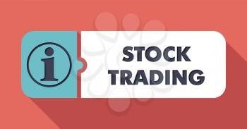 Stock Trading Button in Flat Design with Long Shadows on Scarlet Background.