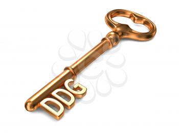 DDG - Golden Key on White Background. Business Concept.
