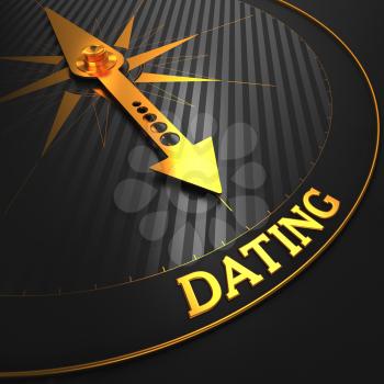 Dating - Golden Compass Needle on a Black Field Pointing.