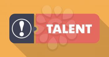 Talent Button in Flat Design with Long Shadows on Orange Background.