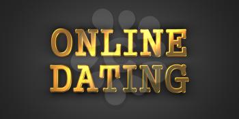Online Dating - Gold Inscription on Black Background.