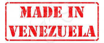 Made in Venezuela - inscription on Red Rubber Stamp Isolated on White.