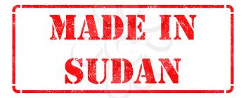 Made in Sudan inscription on Red Rubber Stamp Isolated on White.