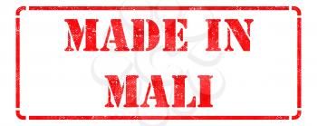 Made in Mali inscription on Red Rubber Stamp Isolated on White.