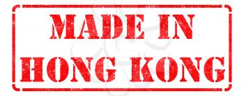Made in Hong Kong - inscription on Red Rubber Stamp Isolated on White.