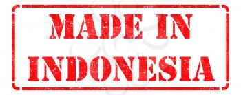 Made in Indonesia - inscription on Red Rubber Stamp Isolated on White.